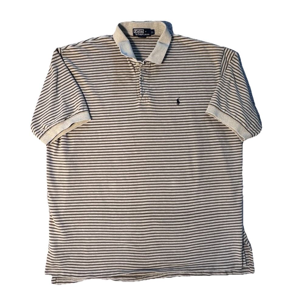 Polo Ralph Lauren Polo Logo Pique Striped Shirt Mens XL Preppy Classic